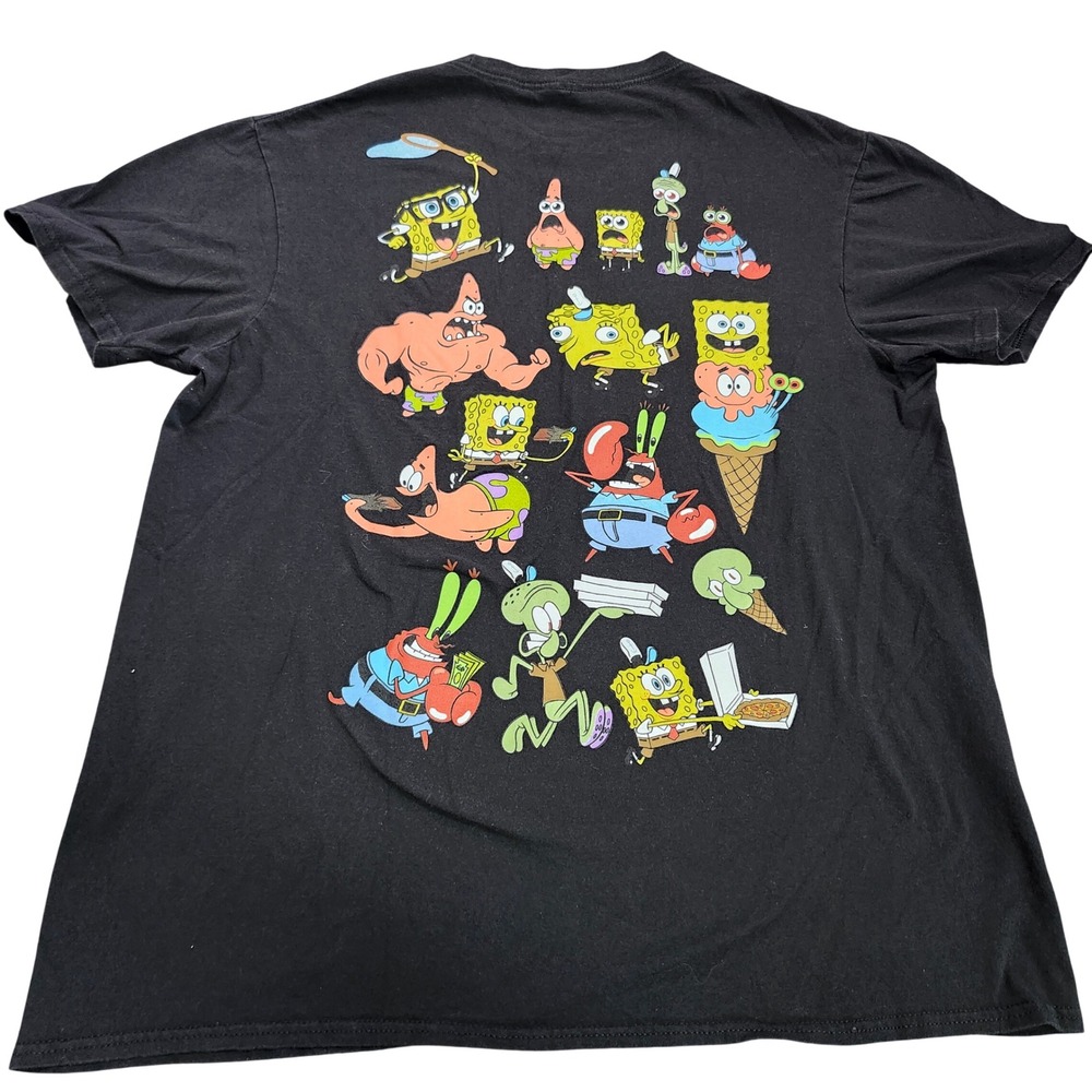 Nickelodeon T-Shirt Mens L SpongeBob SquarePants Patrick Black Graphic EUC